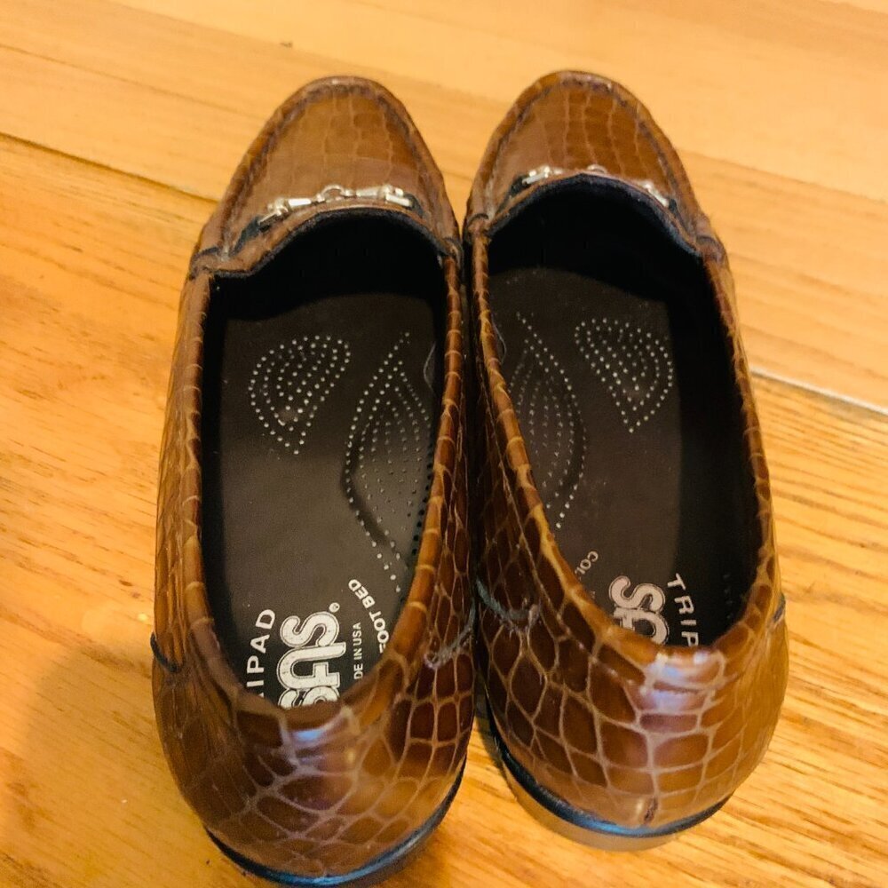 SAS Simplify Womens Size 8.5 M Brown Croc Shoes Leather Tripad Comfort Loafer - Picture 14 of 16